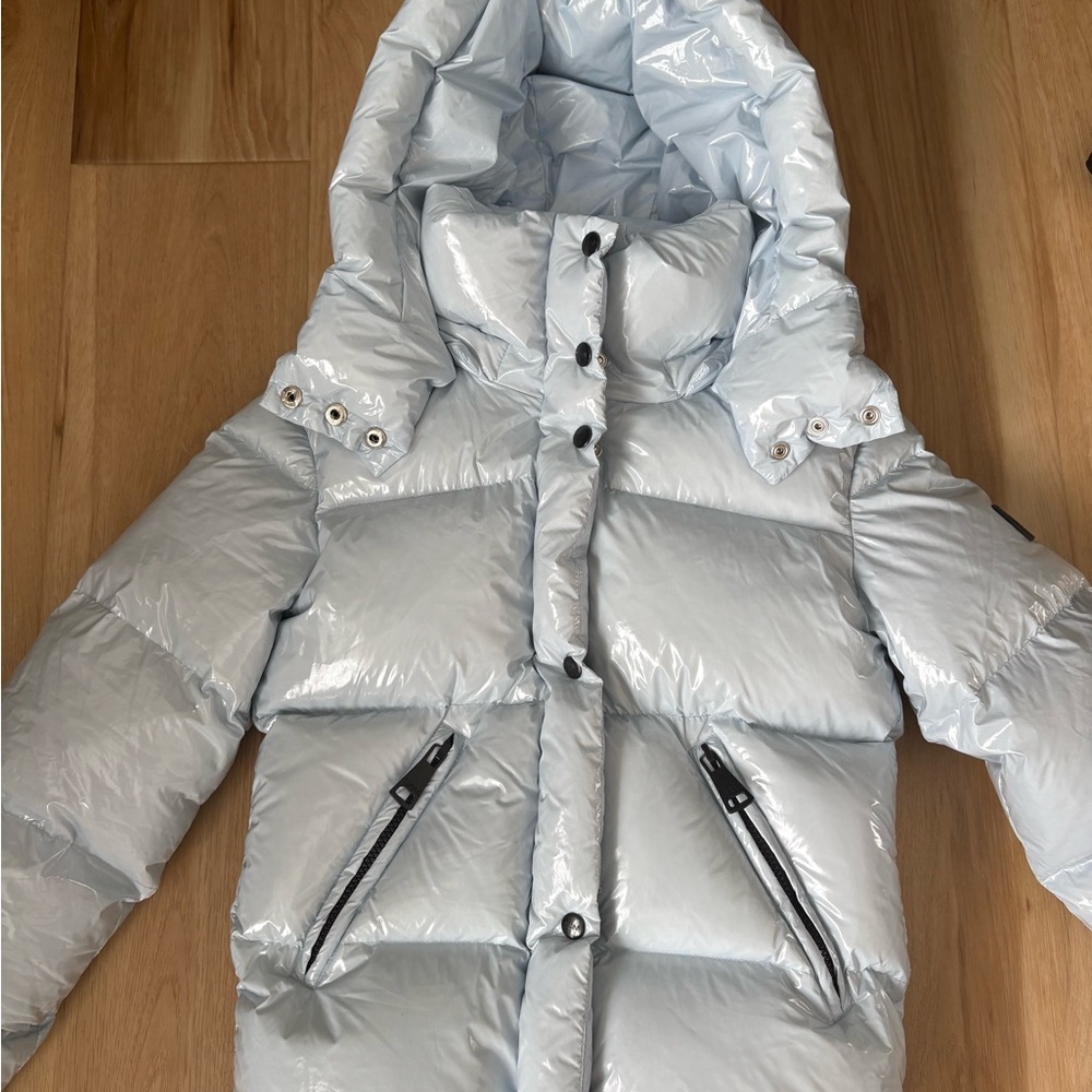 SAM. Shiny Sky Blue Puffer Jacket - Picture 3 of 6